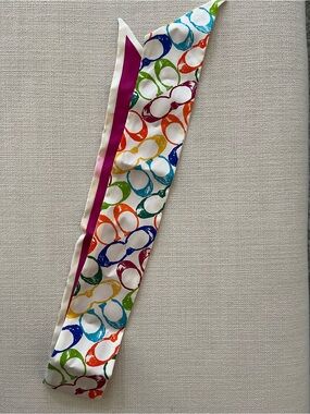 Coach Multicolor Silk Scarf Tie with Purple Trim